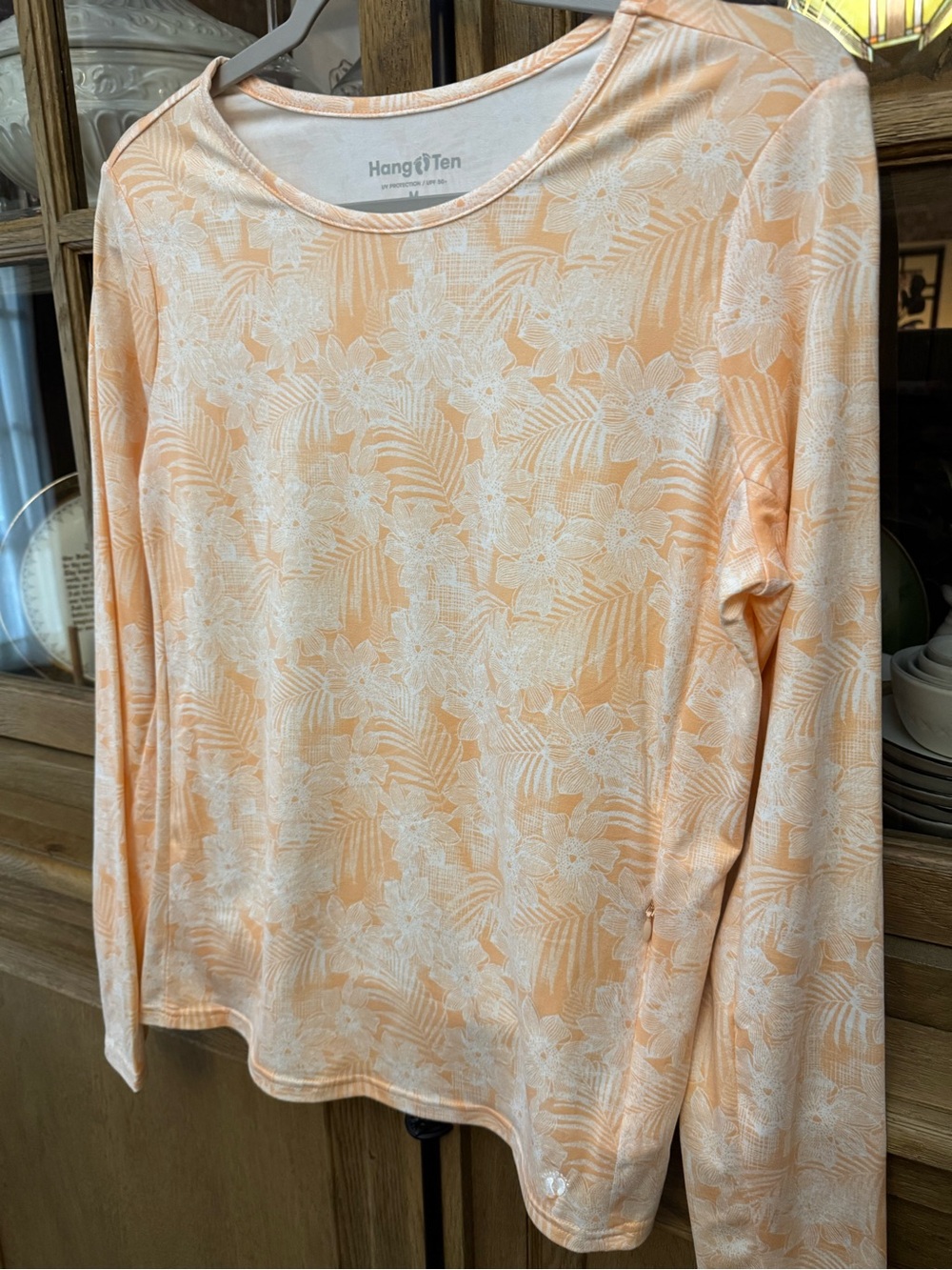 Hang Ten Peach & White Floral Long Sleeve Tee